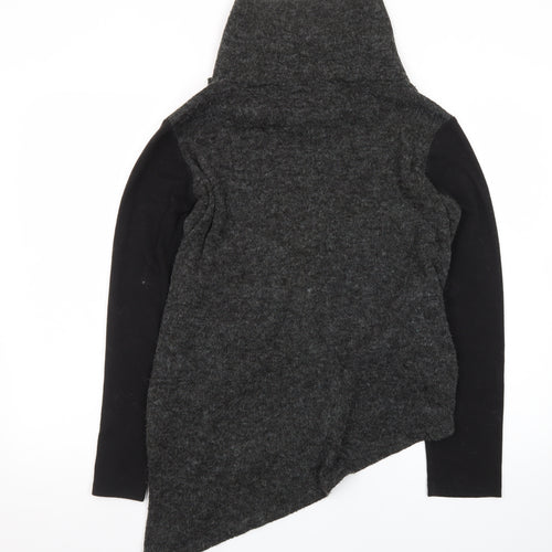Forgotten Tribes Women Charcoal Black Asymmetrical Roll Neck Jumper Size S