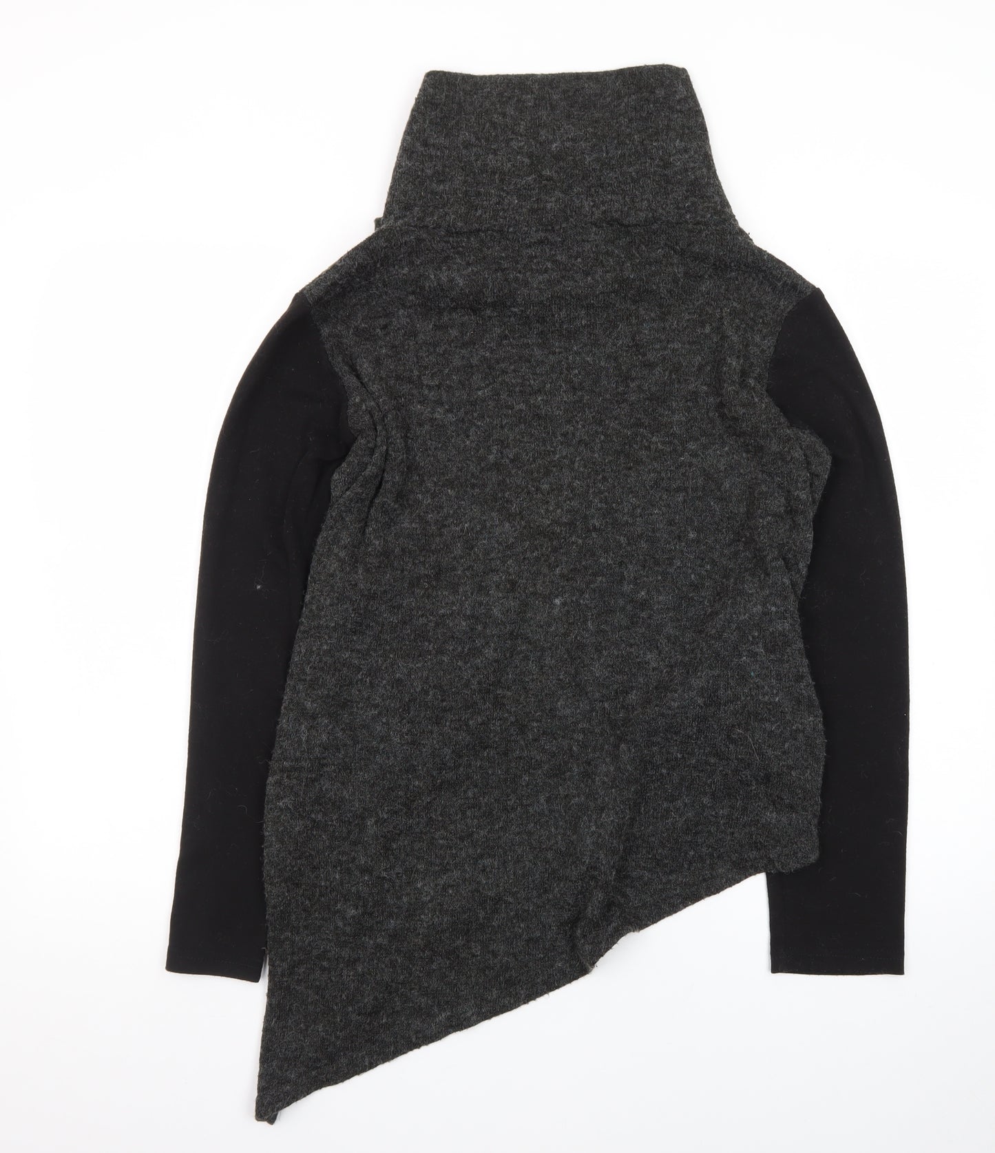 Forgotten Tribes Women Charcoal Black Asymmetrical Roll Neck Jumper Size S