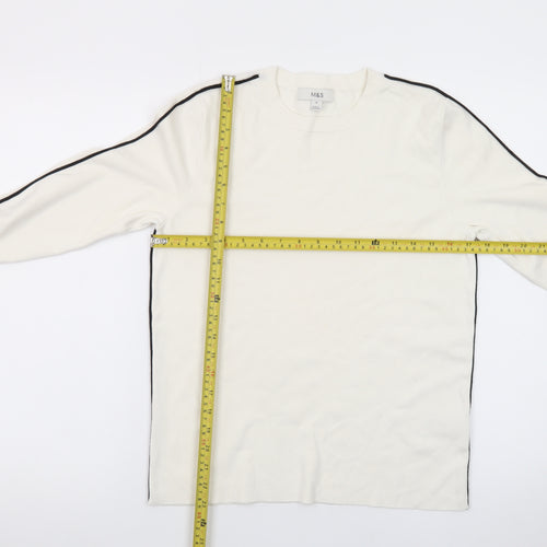 Marks and Spencer Womens Ivory Long Sleeve Crew Neck Jumper Size 16