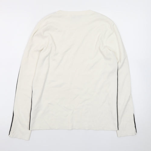 Marks and Spencer Womens Ivory Long Sleeve Crew Neck Jumper Size 16