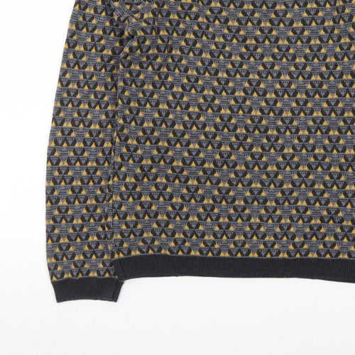Topman Men's Grey Geometric Knit Crew Neck Pullover Jumper Size S