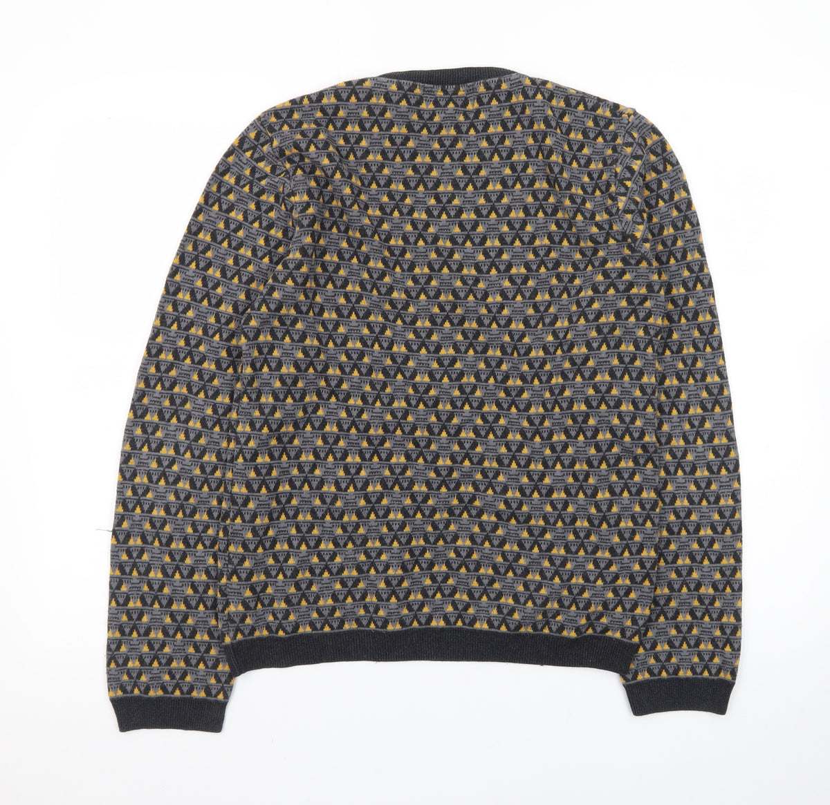 Topman Men's Grey Geometric Knit Crew Neck Pullover Jumper Size S