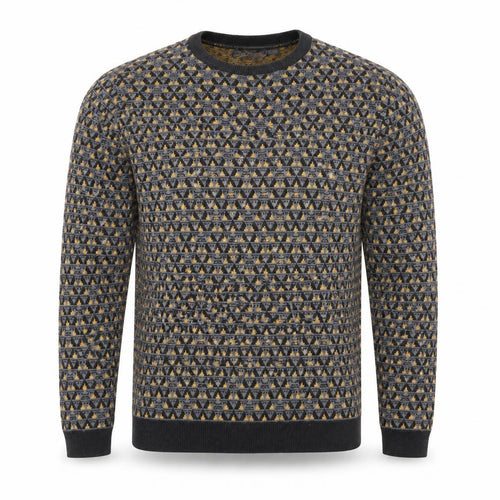 Topman Men's Grey Geometric Knit Crew Neck Pullover Jumper Size S