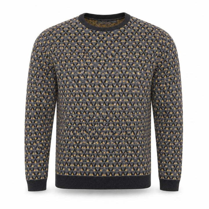 Topman Men's Grey Geometric Knit Crew Neck Pullover Jumper Size S