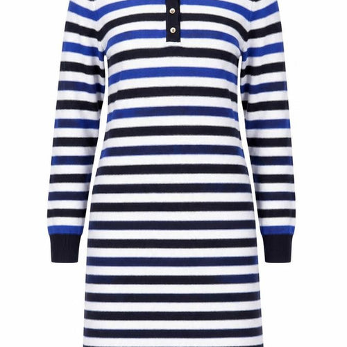 Tu Women Blue Striped Collared Knit Shirt Dress Size 16