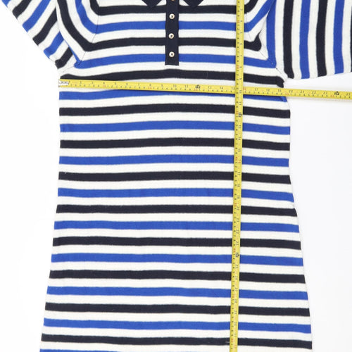 Tu Women Blue Striped Collared Knit Shirt Dress Size 16