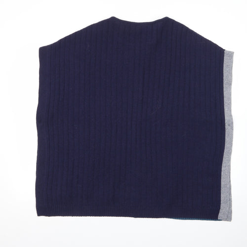 White Stuff Women Blue Wool Blend Cape Jumper S Sleeveless Knit