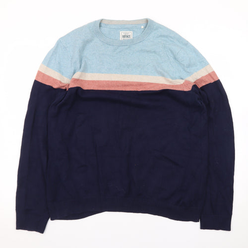 FatFace Men's Blue Colour Block Wool Cashmere Jumper XL