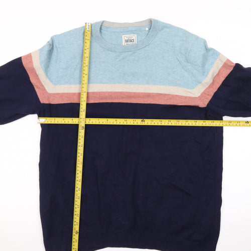 FatFace Men's Blue Colour Block Wool Cashmere Jumper XL