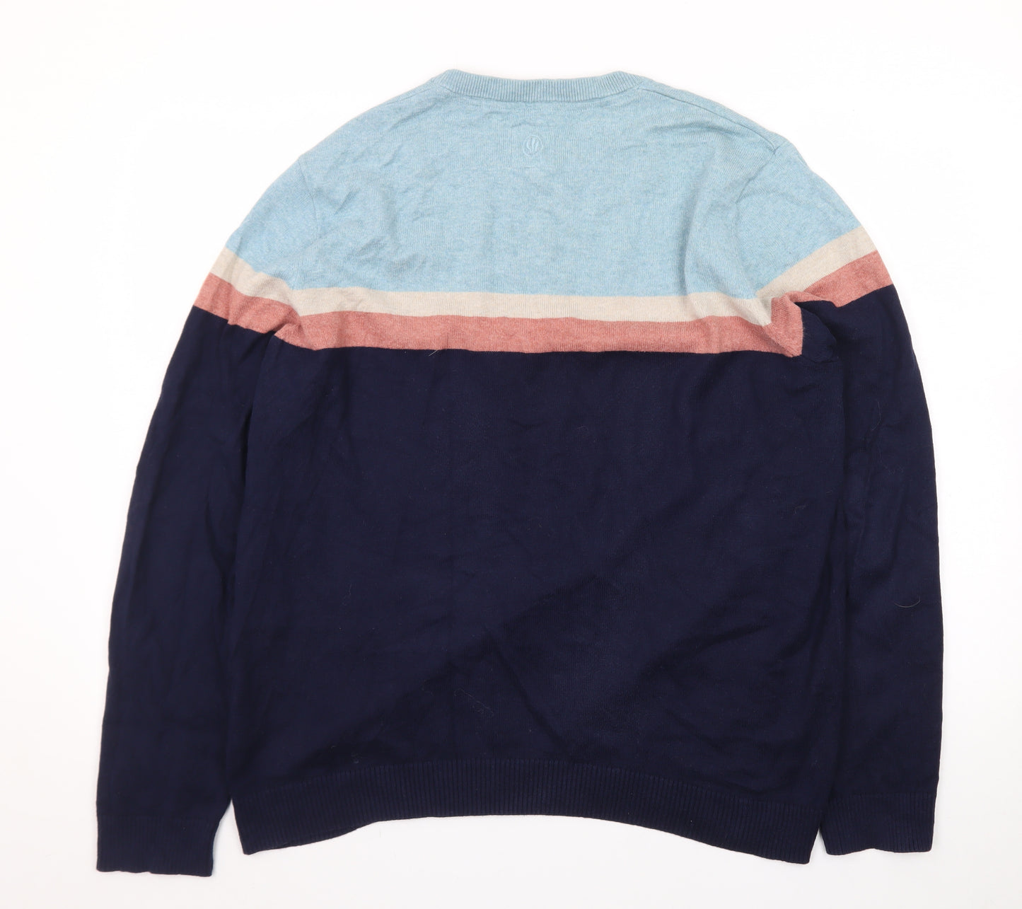 FatFace Men's Blue Colour Block Wool Cashmere Jumper XL
