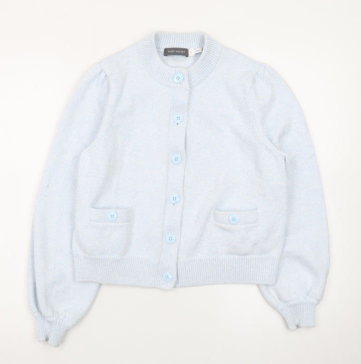 Mint Velvet Women's Blue Crew Neck Button Cardigan M