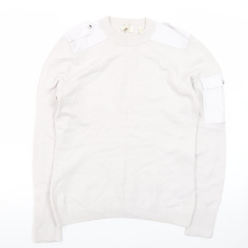 Ted Baker Women Ivory Crew Neck Cotton Pullover Jumper Size 10