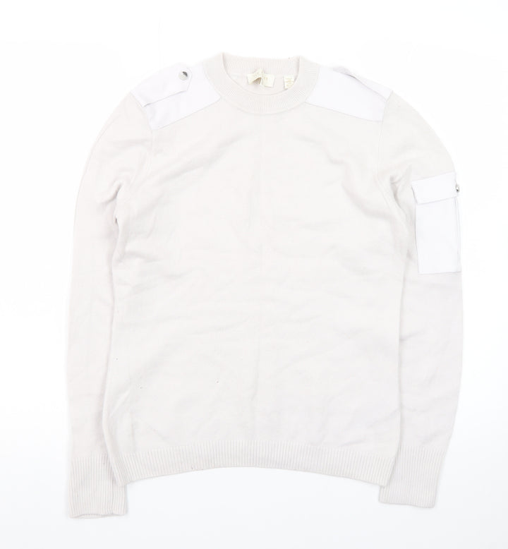 Ted Baker Women Ivory Crew Neck Cotton Pullover Jumper Size 10