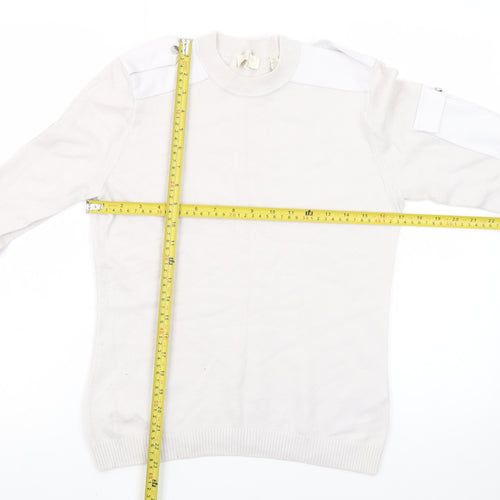 Ted Baker Women Ivory Crew Neck Cotton Pullover Jumper Size 10