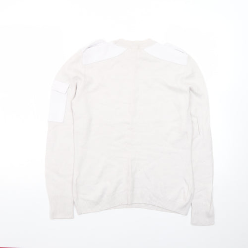 Ted Baker Women Ivory Crew Neck Cotton Pullover Jumper Size 10