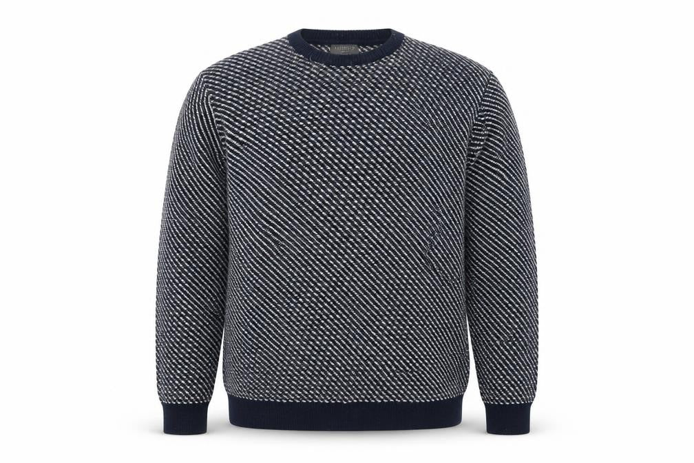 Limited Edition Men's Blue Cotton Blend Crew Neck Pullover XXL