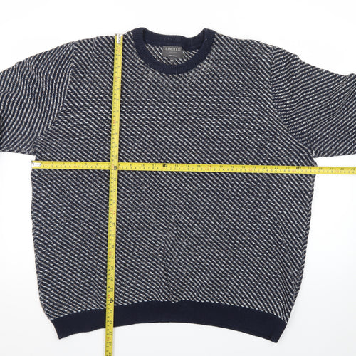 Limited Edition Men's Blue Cotton Blend Crew Neck Pullover XXL