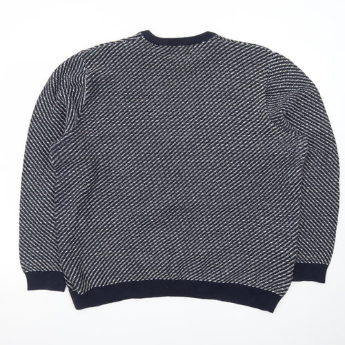 Limited Edition Men's Blue Cotton Blend Crew Neck Pullover XXL