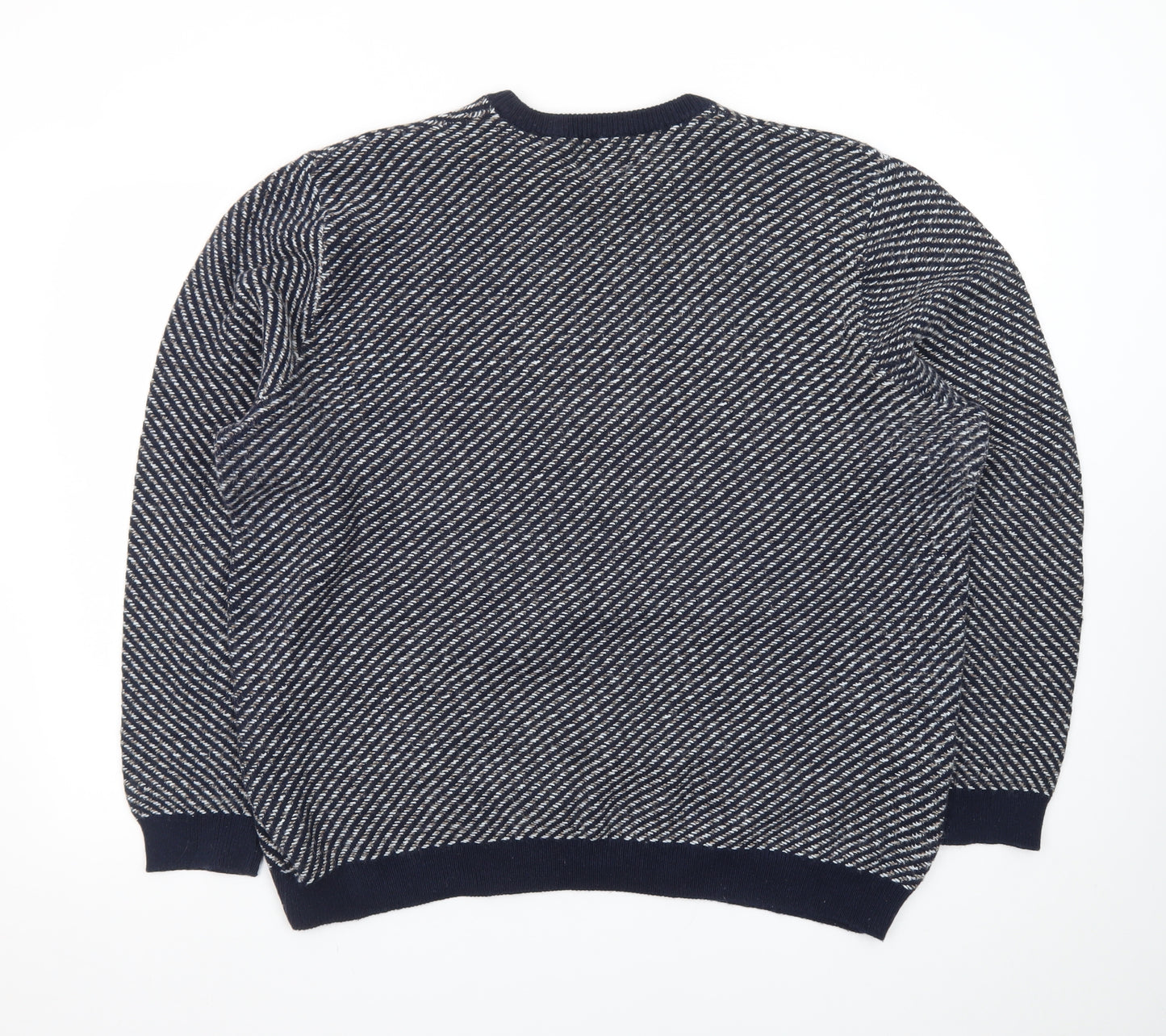 Limited Edition Men's Blue Cotton Blend Crew Neck Pullover XXL