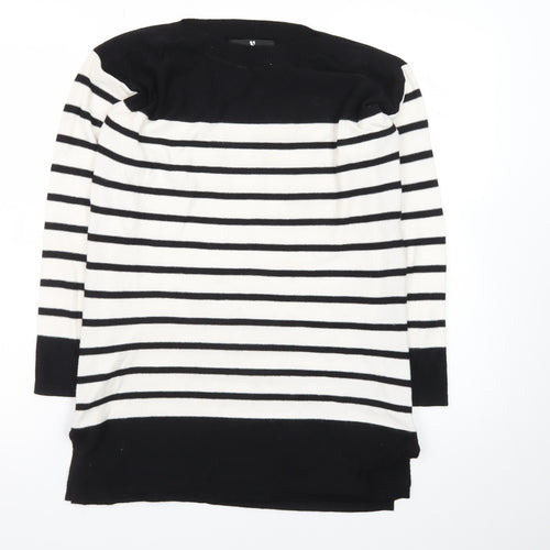 Very Women’s Black & White Striped Jumper Dress UK 8 Knit Long Sleeve