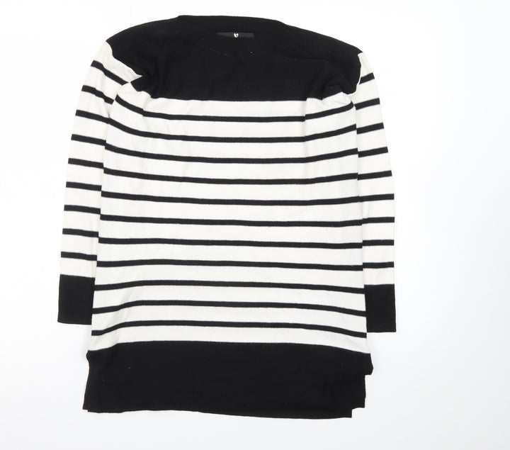 Very Women’s Black & White Striped Jumper Dress UK 8 Knit Long Sleeve