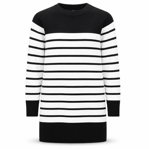 Very Women’s Black & White Striped Jumper Dress UK 8 Knit Long Sleeve