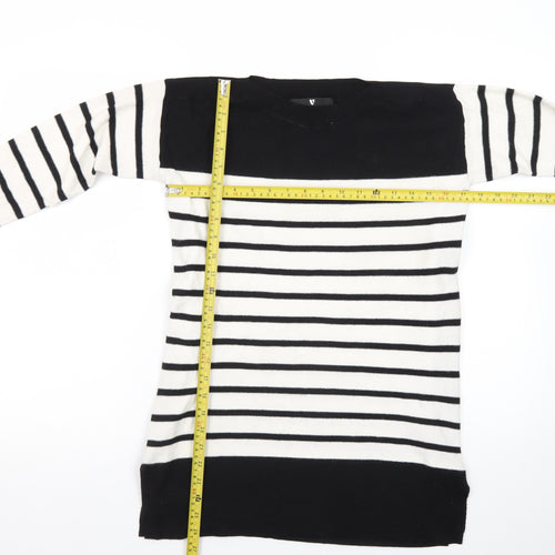 Very Women’s Black & White Striped Jumper Dress UK 8 Knit Long Sleeve