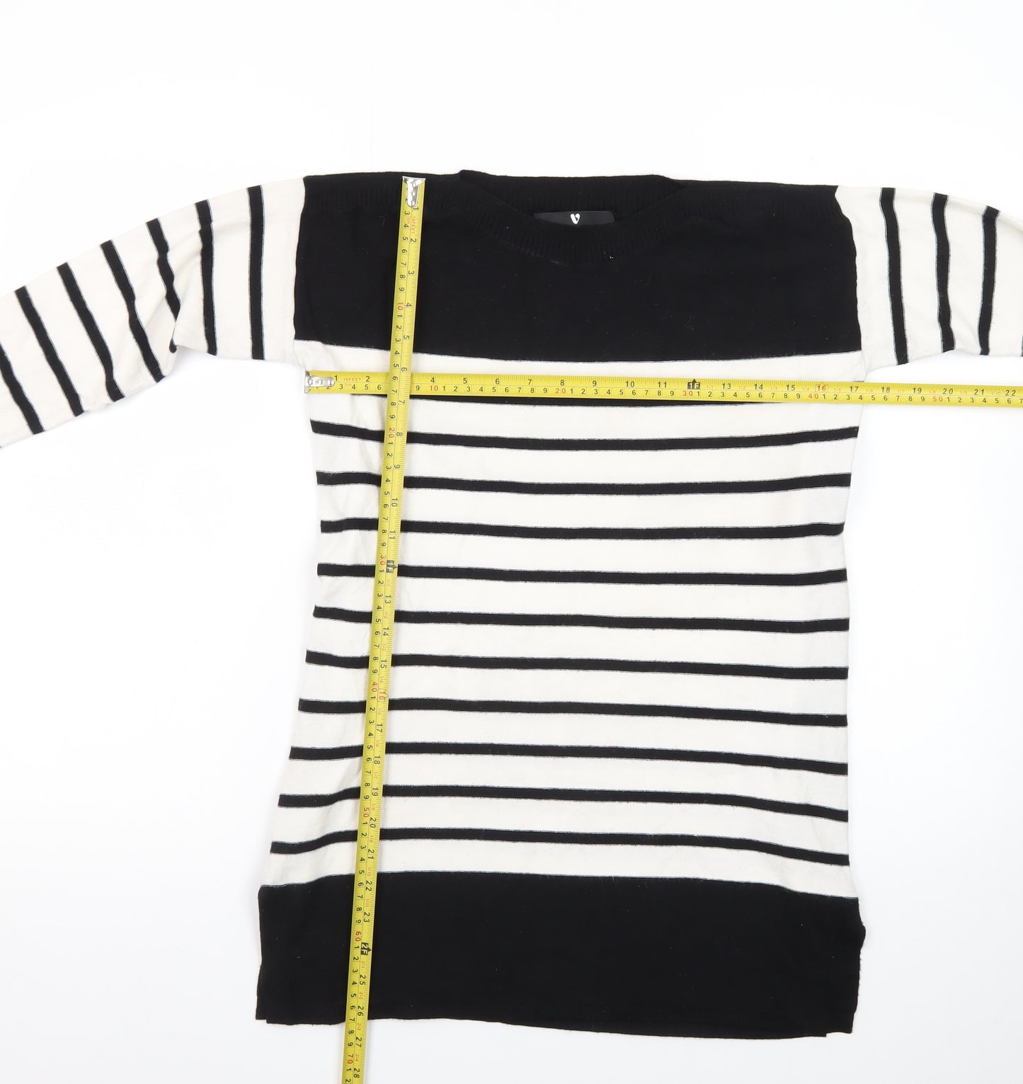 Very Women’s Black & White Striped Jumper Dress UK 8 Knit Long Sleeve