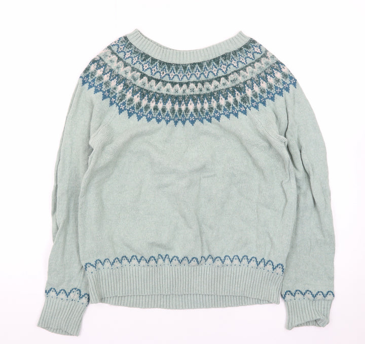 Fat Face Women’s Green Fair Isle Knit Jumper Size 12