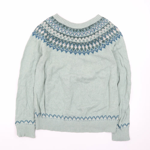 Fat Face Women’s Green Fair Isle Knit Jumper Size 12