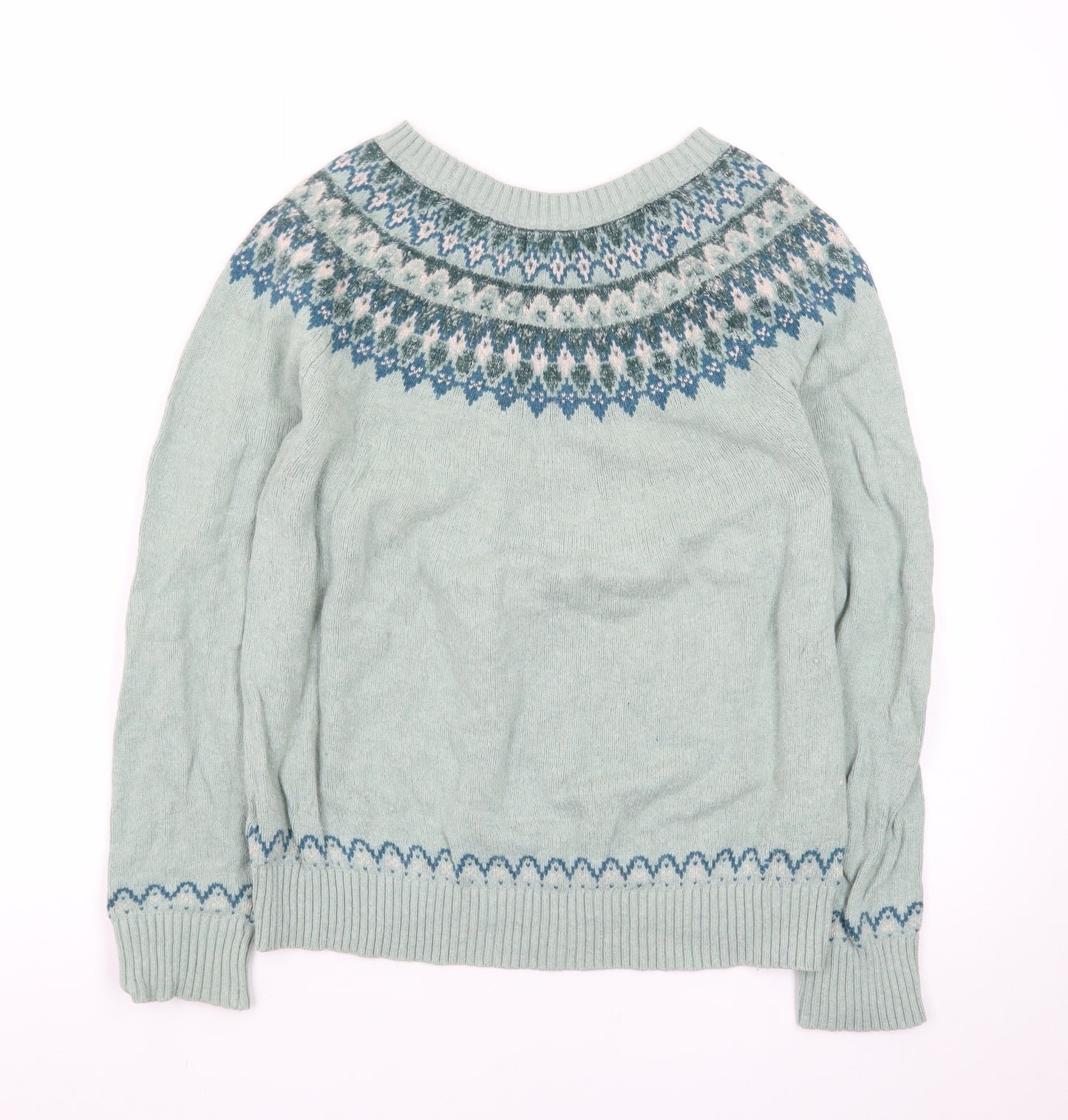 Fat Face Women’s Green Fair Isle Knit Jumper Size 12