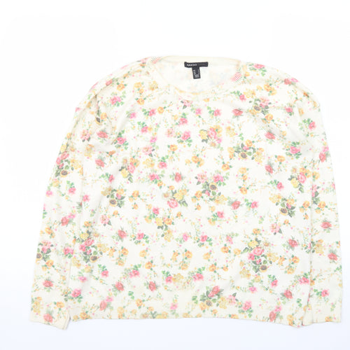 Mango Women’s Multicoloured Floral Crew Neck Jumper Size 12