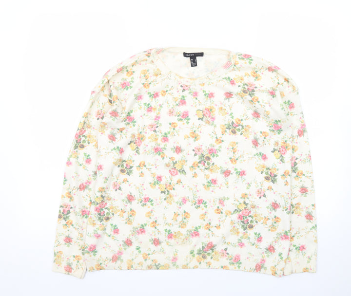 Mango Women’s Multicoloured Floral Crew Neck Jumper Size 12