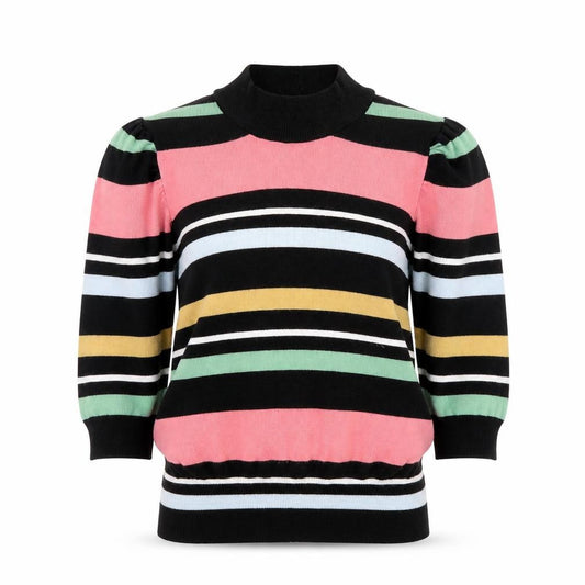 Front view of BCBGGeneration Women's Multicoloured Striped Mock Neck Jumper, size S