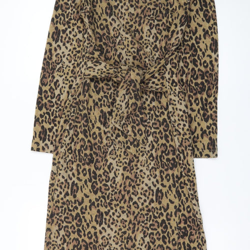 Marks and Spencer Women Brown Leopard Print Knee Length Shift Dress Size 6