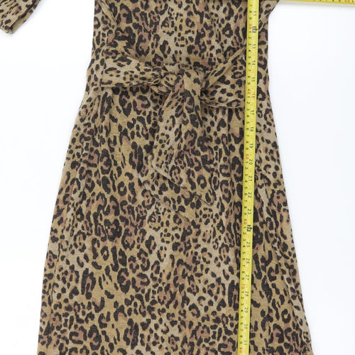 Marks and Spencer Women Brown Leopard Print Knee Length Shift Dress Size 6