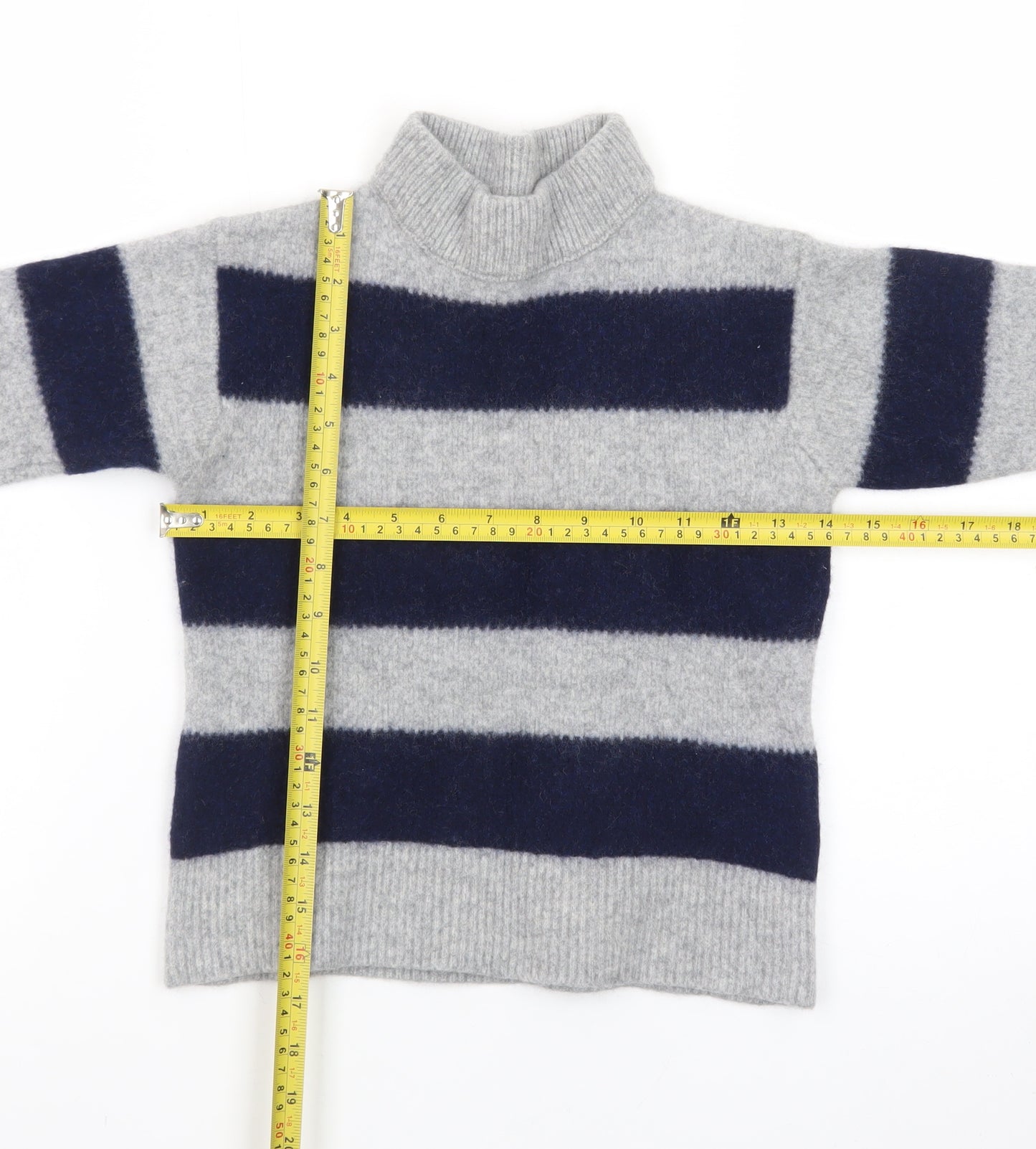 Uniqlo x Comptoir des Cotonniers Womens Grey XS Striped Roll Neck Jumper