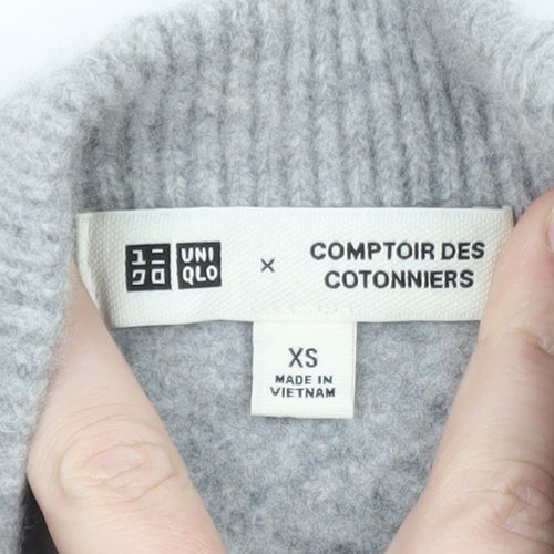 Uniqlo x Comptoir des Cotonniers Womens Grey XS Striped Roll Neck Jumper
