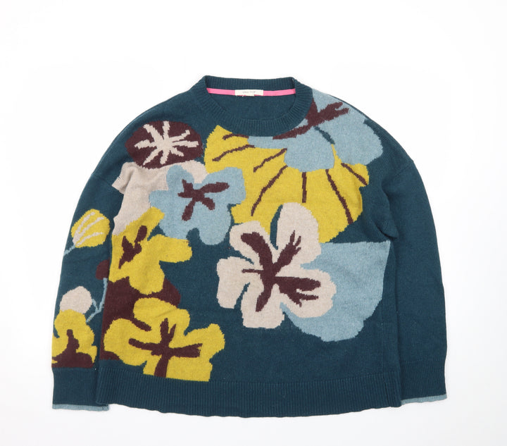 White Stuff Women's Multicoloured Floral Wool Jumper UK 18