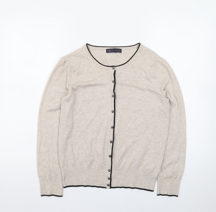 Marks and Spencer Women Beige Crew Neck Cardigan Size 12