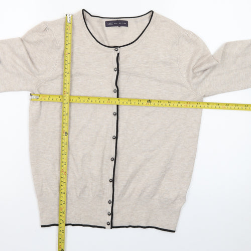 Marks and Spencer Women Beige Crew Neck Cardigan Size 12