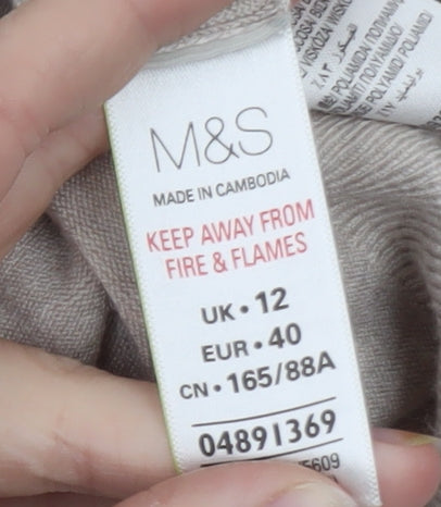 Marks and Spencer Women Beige Crew Neck Cardigan Size 12