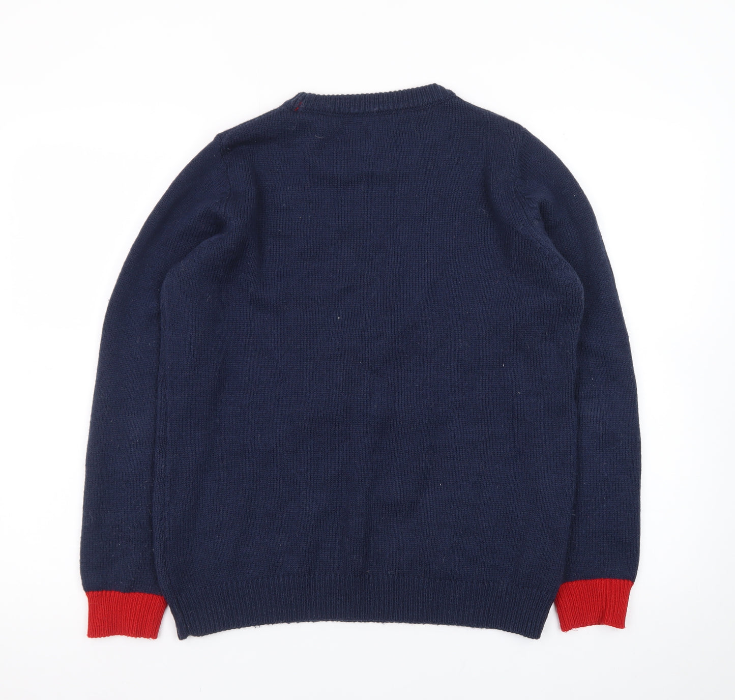 Joules Women's Blue Christmas Tree Wool Blend Jumper Size 12