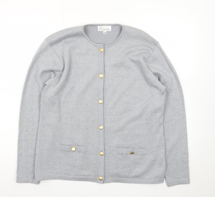 Emreco Women's Grey Wool Blend Button Cardigan Size 18