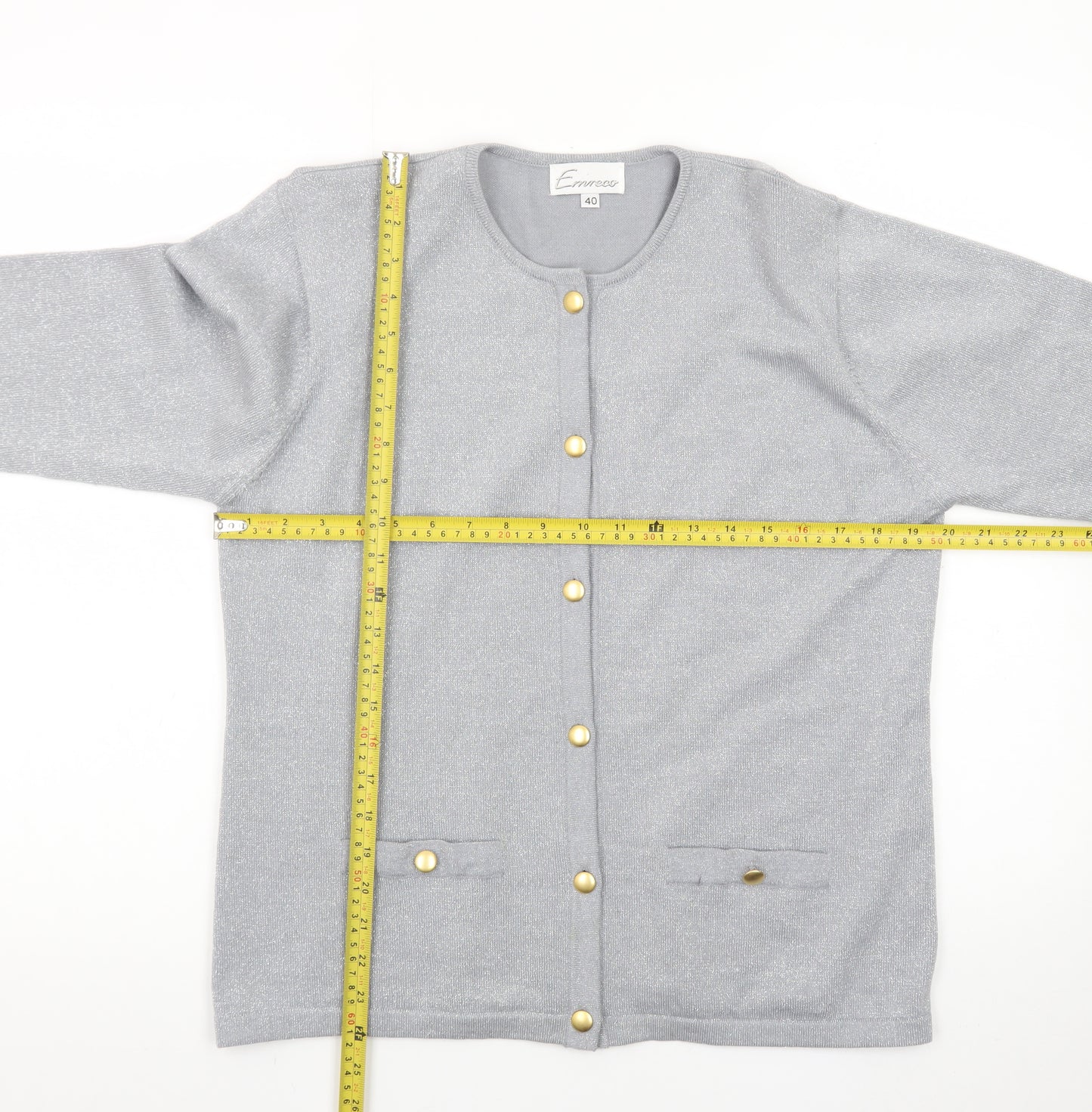 Emreco Women's Grey Wool Blend Button Cardigan Size 18
