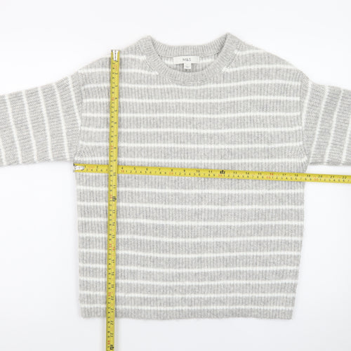 Marks and Spencer Women’s Grey Striped Knit Pullover Jumper Size S