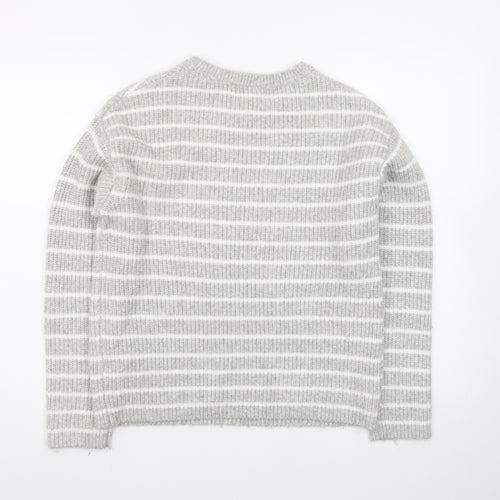 Marks and Spencer Women’s Grey Striped Knit Pullover Jumper Size S
