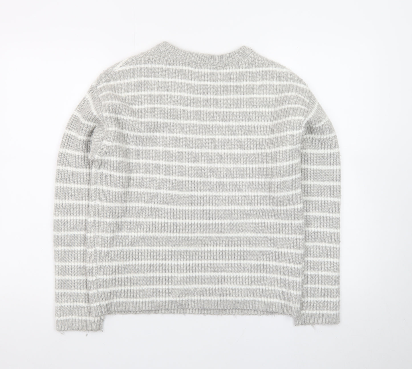 Marks and Spencer Women’s Grey Striped Knit Pullover Jumper Size S