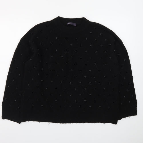 Marks and Spencer Womens Black Wool Beaded Pullover Jumper Size L