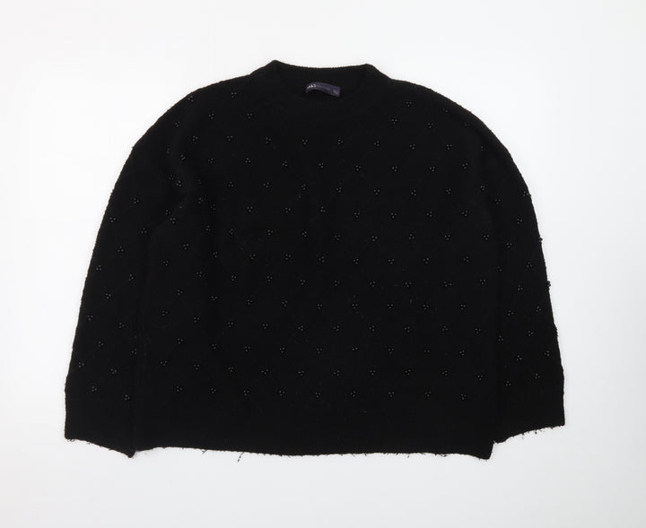 Marks and Spencer Womens Black Wool Beaded Pullover Jumper Size L